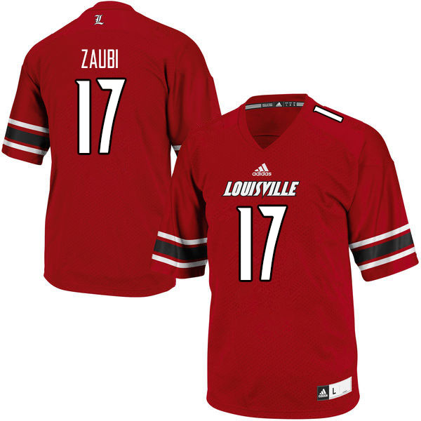 Men #17 Drew Zaubi Louisville Cardinals College Football Jerseys Sale-Red - Click Image to Close